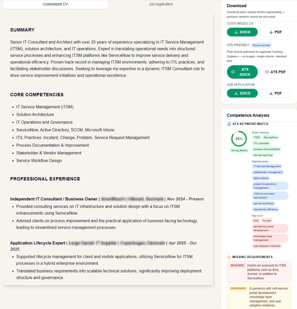 ApplyFit Results Interface