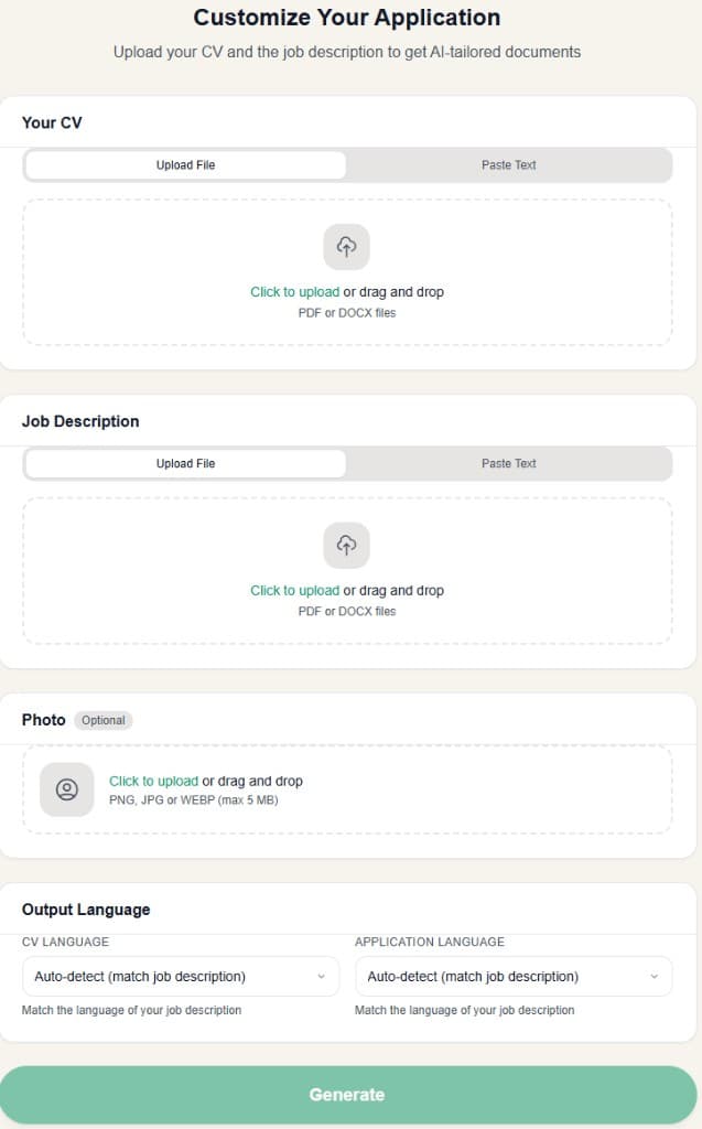 AI-Tailored CV Generation